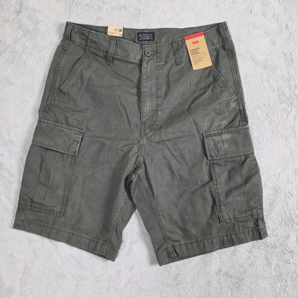 Levis Carrier Cargo Shorts Mens 33 Grey New Cotton Loose Fit 9 Inseam 001KG0024